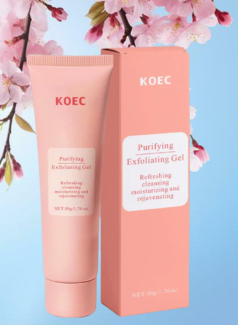 KOEC جل تقشير م purifying بوزن 50 جرام مقشر لطيف للوجه منظف مقشر للجسم والوجه مقشر لطيف للوجه منظف لجميع أنواع البشرة مرطب مغذي إصلاح ينظف الأوساخ والزيوت مقشر للوجه - Image 1