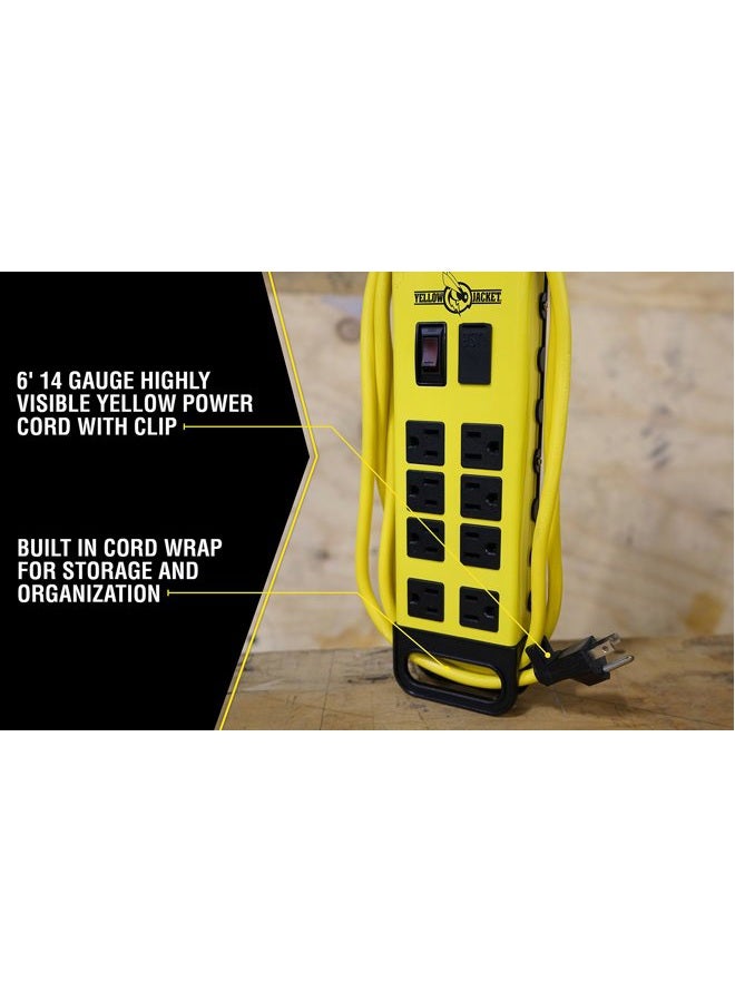 Yellow Jacket 5148 Modern 8-Outlet Metal Power Block with 2 USB Ports, Yellow - Image 5