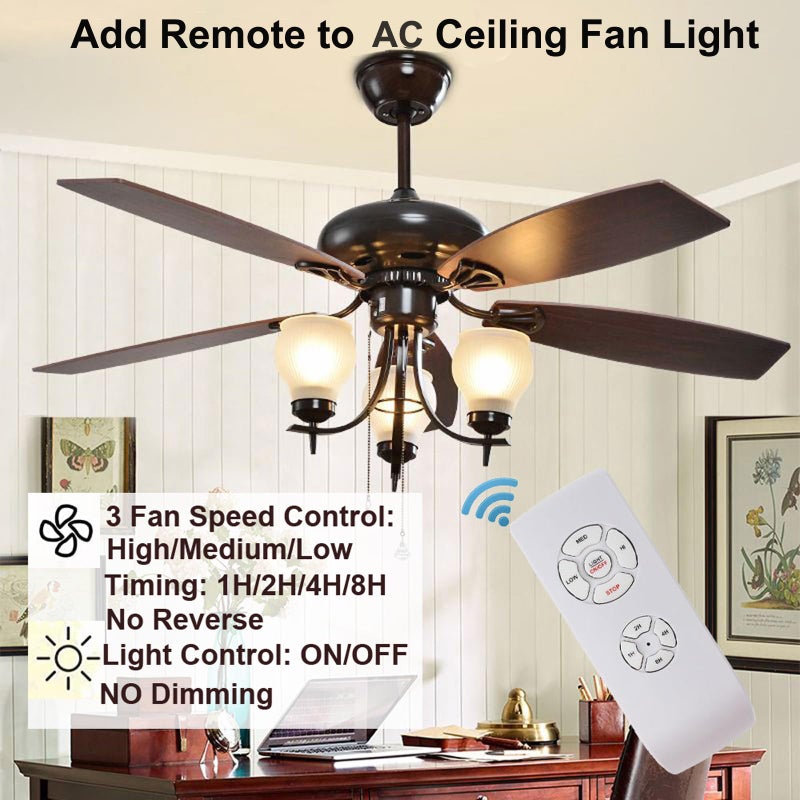 LPHUMEX 3 Pcs Universal Ceiling Fan Remote Control Kits, Small Size Receiver Light Timing & Speed Remote Ceiling Fan Controller (3 Fan Remotes + 3 Small Receivers) - Image 2