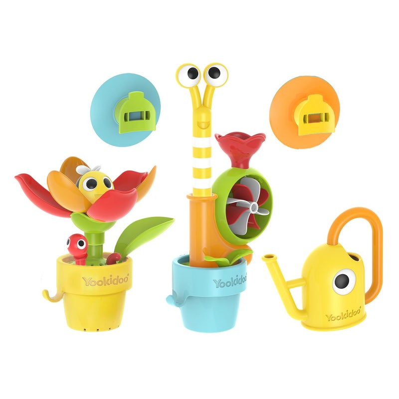 Yookidoo Toddler Baby Bath Toy (Ages 1-3) Garden Adventure Set Bundle: Snail & Flower with Watering Can (Mold Free) Attach to Any Tub or Shower Fun for Bath Time - Great for Boys , Girls , & Kids - Image 5