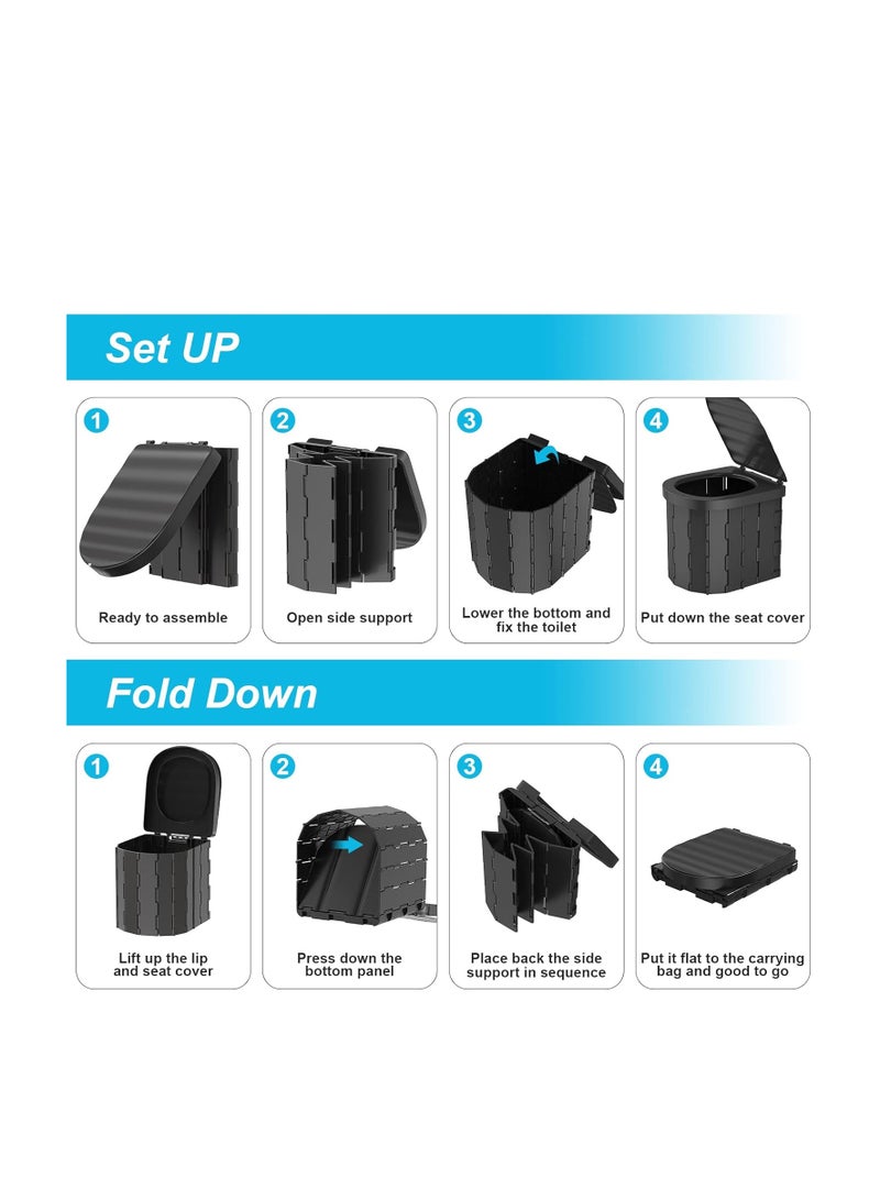 Generic Portable Toilet for Camping, Portable Toilet for Adults, Portable Potty for Adults, Folding Waterproof Porta Potty for Camping, Car, Bucket, Travel, Outdoor, Hiking, Trips, Boat, Beach, Tent - Image 5