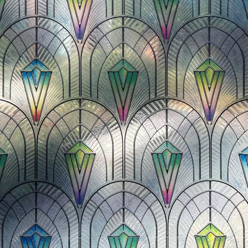 Chicskin 3D Vintage Stained Glass Window Film with Tools, Decorative Window Privacy Film for Room/Door/Home Decor, Peacock Prism, 16.93’’X78.74’’(43X200CM) - Image 2