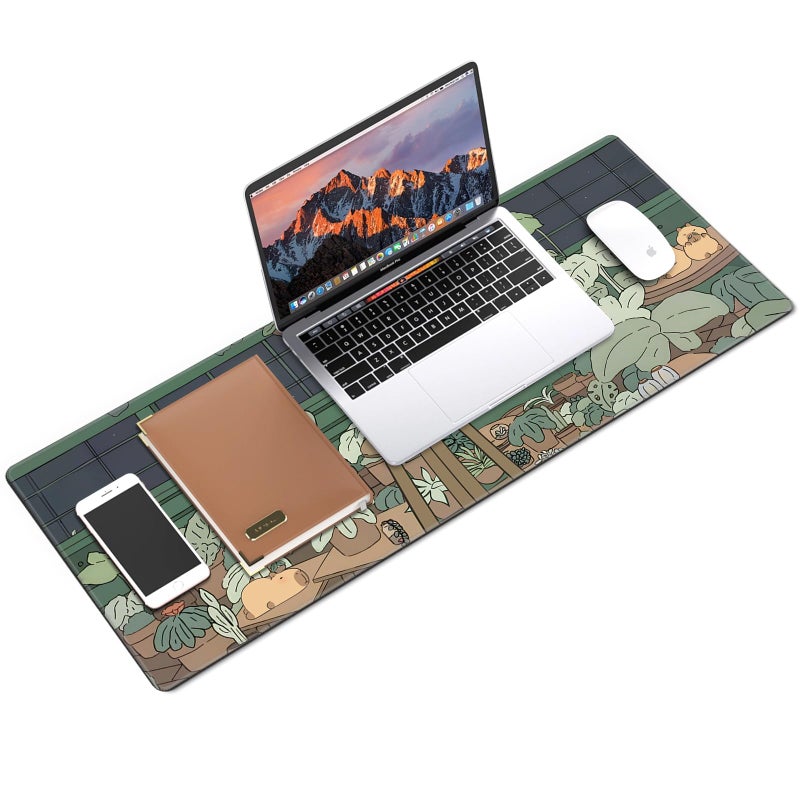 Galdas Gaming Mouse Pad XXL XL Large Long Extended Big Mousepad Non-Slip Rubber Keyboard Mouse Pad with Stitched Edges for Laptop Home Office (31.5x11.8x0.08 Inch) â€¦ (Green Window) - Image 3