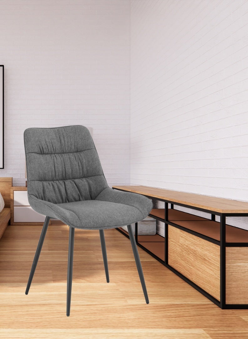 AFT Ergonomic Upholstered Dining Chair with Quilted Backrest – Sturdy Metal Legs, Soft Fabric Seat – Dimensions 85cm Height x 60cm Depth x 54cm Width – Seat Height 48cm – 130 KG Weight Capacity – Modern Design for Home or Office. Dark Grey (ARFAN) - Image 5