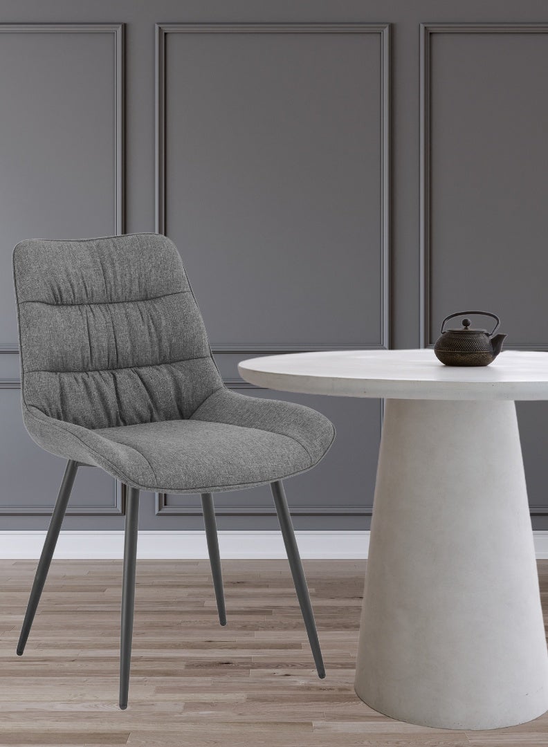 AFT Ergonomic Upholstered Dining Chair with Quilted Backrest – Sturdy Metal Legs, Soft Fabric Seat – Dimensions 85cm Height x 60cm Depth x 54cm Width – Seat Height 48cm – 130 KG Weight Capacity – Modern Design for Home or Office. Dark Grey (ARFAN) - Image 4