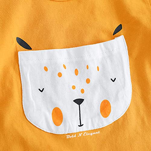 Bold N Elegant Cotton Cute Cartoon Printed Half Sleeve T-Shirt And Shorts Clothing Set For Infant Toddler Baby Boy Girl (Mustard Yellow - Olive, 4-5 Years) - Image 3