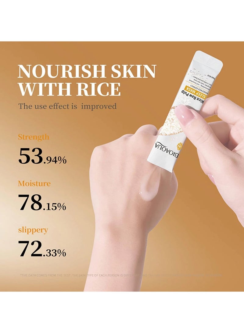 BIOAQUA 20 قطعة قناع نوم من لب الأرز غير المغسول قناع نوم قناع الأرز للوجه قناع مرطب للوجه مرطب مضاد للشيخوخة يحسن بهتان البشرة لبشرة لامعة ومتألقة - Image 2