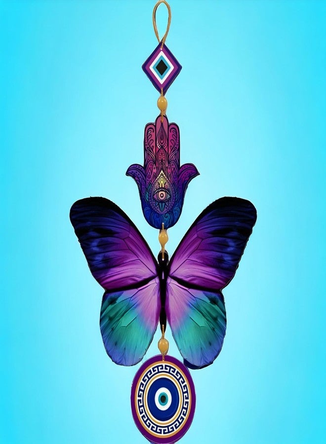 Imagicart Decorative Wall Hanging For Door Entrance, Butterfly Evil Eye Wall Hanging For Protection And Elegance Home Decor, Unique Design Nazar Battu/Suraksha Kawach (Pack Of 1) - Engineered Wood - Image 5