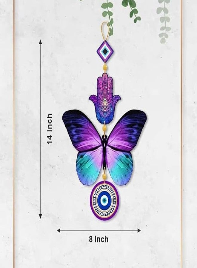 Imagicart Decorative Wall Hanging For Door Entrance, Butterfly Evil Eye Wall Hanging For Protection And Elegance Home Decor, Unique Design Nazar Battu/Suraksha Kawach (Pack Of 1) - Engineered Wood - Image 2