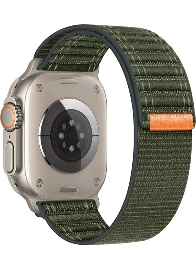 MIGOFAST Apple Watch Strap 46mm 45mm 44mm 49mm Men  Braided Sport Loop Band for IWatch Series 10 9 8 7 6 5 4 3/SE 2/Ultra 2  Breatheable Nylon Fabric Velcro Strap Green - Image 1