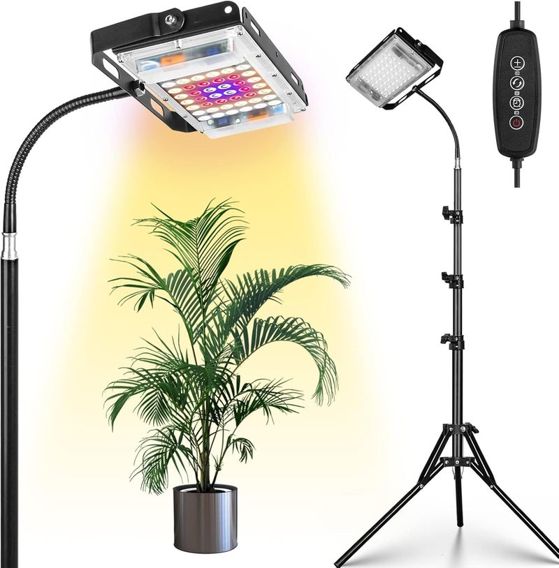 LBW Grow Light with Stand, Full Spectrum LED Plant Light, Floor Grow Lamp with 63" Adjustable Tripod, 4H/8H/12H Timer, 6 Dimmable Brightness, Ideal for Tall Plants - Image 1