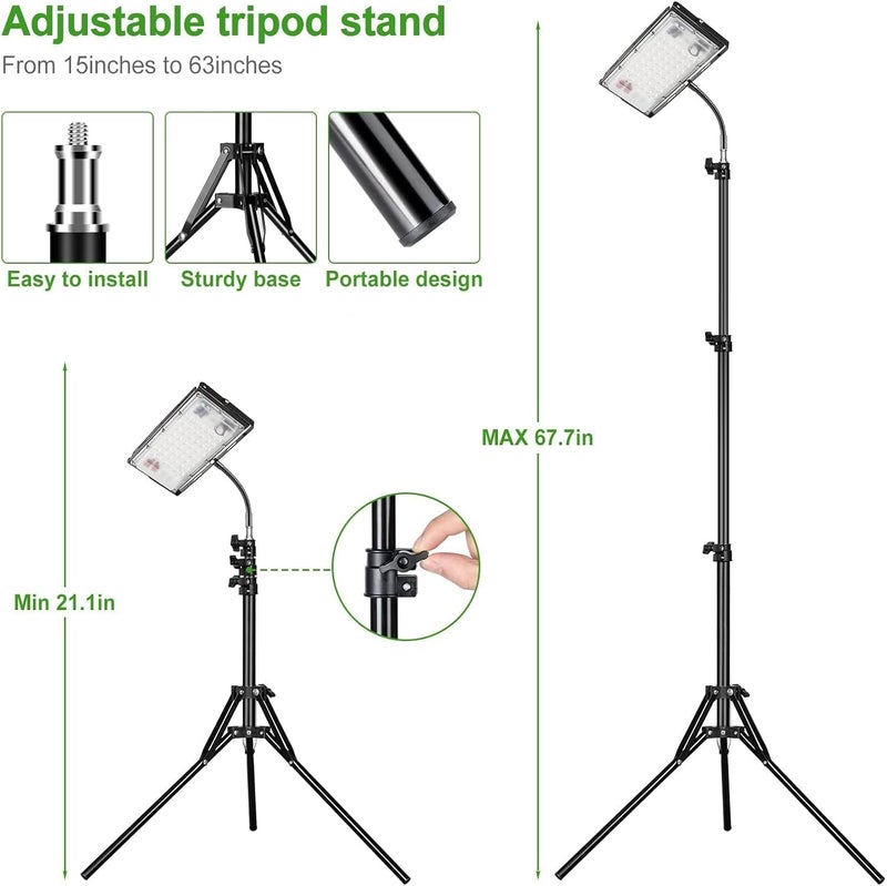 LBW Grow Light with Stand, Full Spectrum LED Plant Light, Floor Grow Lamp with 63" Adjustable Tripod, 4H/8H/12H Timer, 6 Dimmable Brightness, Ideal for Tall Plants - Image 4