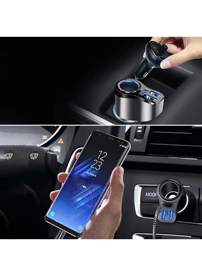 4 في 1 شاحن سيارة USB C متعدد المنافذ محول مقسم مقبس سيارة مع 3 منافذ USB 12V 24V ثنائي USB من النوع C شاحن سيارة سريع PD مقسم طاقة السيارة شاحن موفر للمساحة محول أنيق شاحن متعدد المنافذ أسود - Image 3