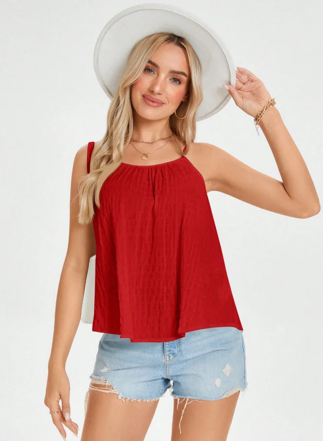 Take Two Red Textured Strappy Top