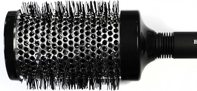 Head Jog Heat Retainer Hair Brush Black Silver Styling Round Hairbrush With Metal Barrel For Fast Drying Round Vent Brush For Styling Blow Drying Straightening Curling 4 Brush Set