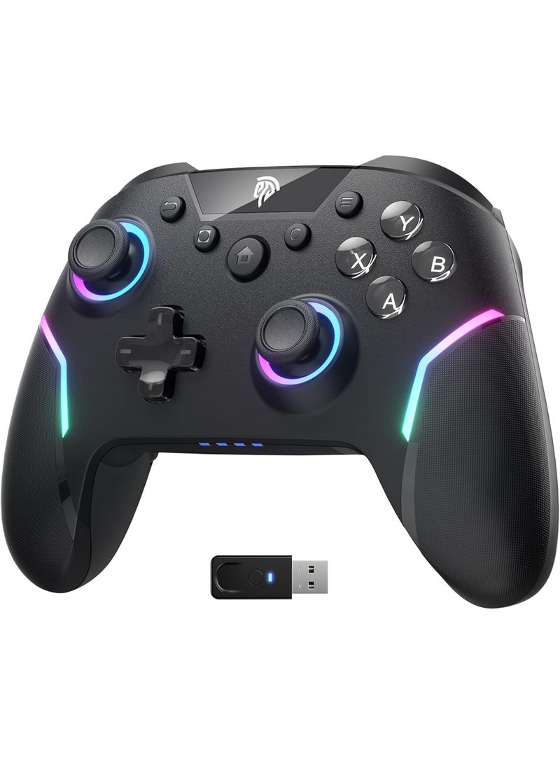 إيزي إس إم إكس وحدة تحكم الألعاب اللاسلكية EasySMX X20 مزودة بإضاءة خلفية RGB، وعصي تحكم ثنائية المراحل بتقنية هول، ومعدل استجابة 1000 هرتز، وجيروسكوب سداسي المحاور على منصات متعددة، وأزرار ميكانيكية - متوافقة مع أجهزة الكمبيوتر الشخصية/سويتش/ستيم/أندرويد - Image 1