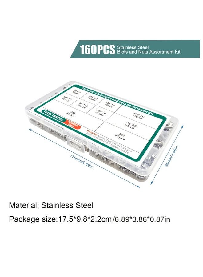 160 Pcs Stainless Steel Flange Bolt And Nut Kit Rust Resistant For Heavy Duty - Image 3