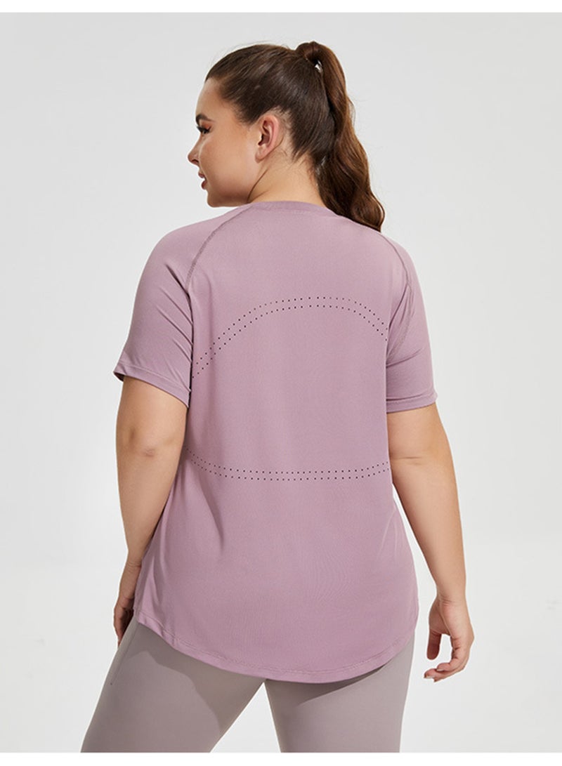 Meilun Lilac Plus - Size Short - Sleeve Athletic Top with Ventilation Details - Image 2