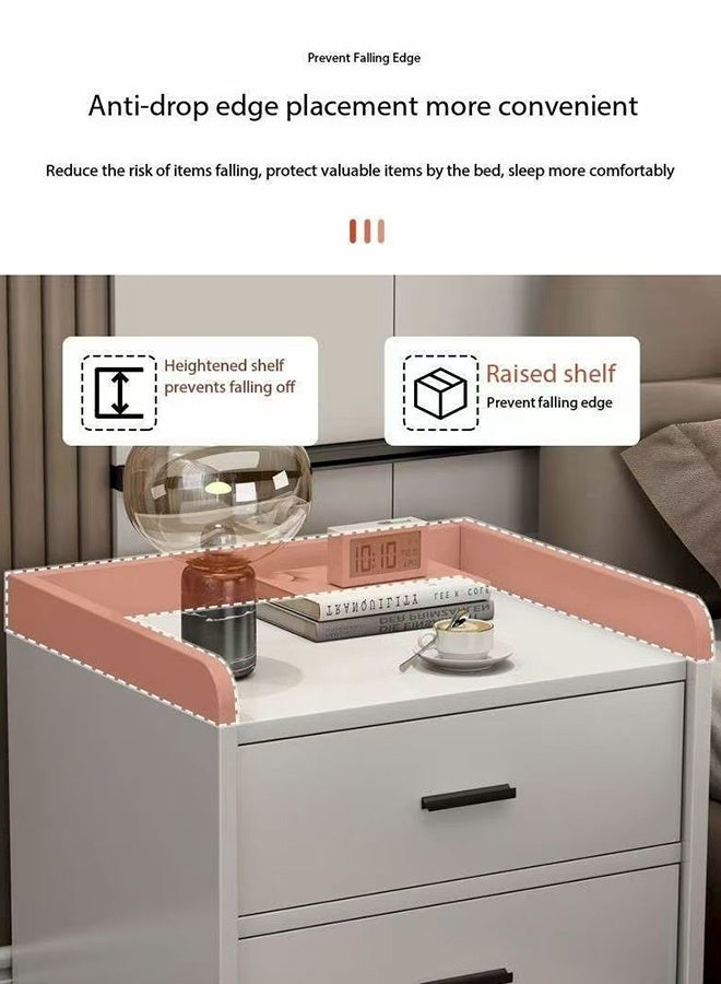 JCB CHIC Simple Bedside Table, Modern Side Table Nightstand with 2 Drawers ,Bedside Cabinet Mini Locker Storage Stand Cabinet Rack with Drawer and Open Storage Shelf, for Bedroom Living Room Sofa(40×40×60CM） - Image 4