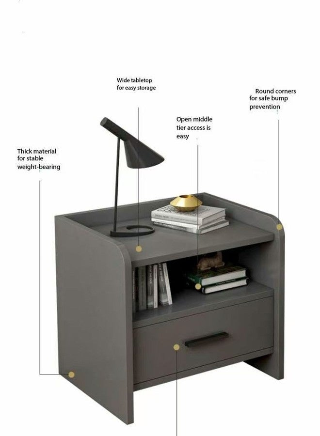 JCB CHIC Simple Bedside Table, Modern Side Table Nightstand with 2 Drawers ,Bedside Cabinet Mini Locker Storage Stand Cabinet Rack with Drawer and Open Storage Shelf, for Bedroom Living Room Sofa(40×40×60CM） - Image 3