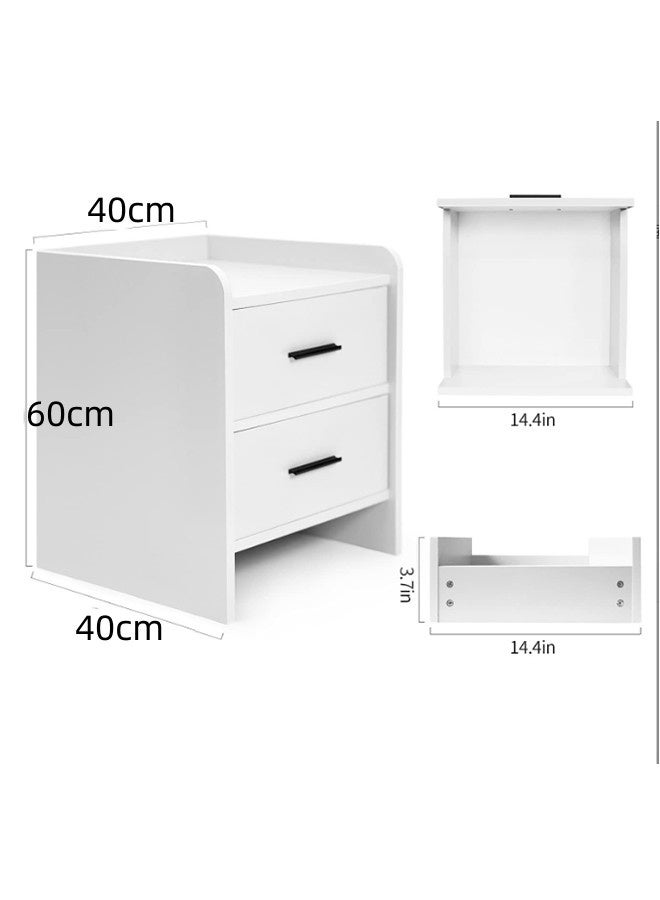 JCB CHIC Simple Bedside Table, Modern Side Table Nightstand with 2 Drawers ,Bedside Cabinet Mini Locker Storage Stand Cabinet Rack with Drawer and Open Storage Shelf, for Bedroom Living Room Sofa(40×40×60CM） - Image 2