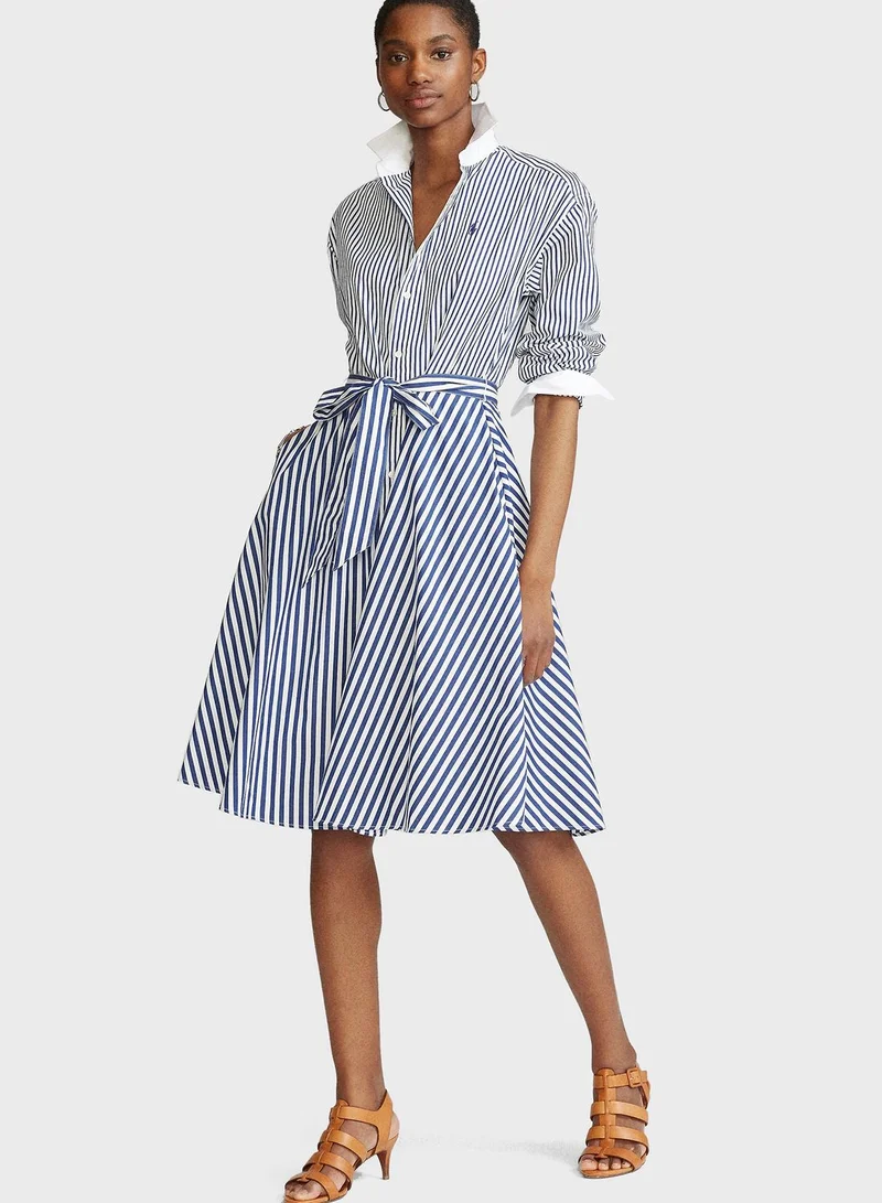 POLO RALPH LAUREN Belted Striped Shirt Dress