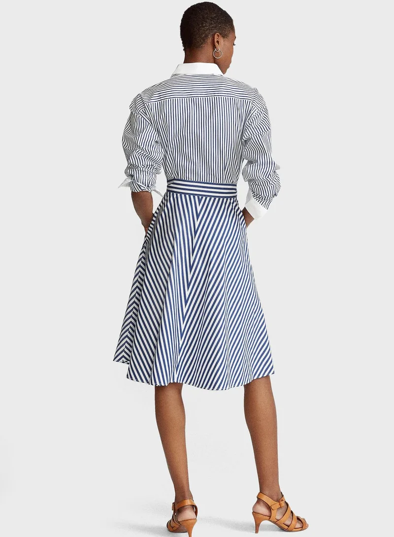 POLO RALPH LAUREN Belted Striped Shirt Dress