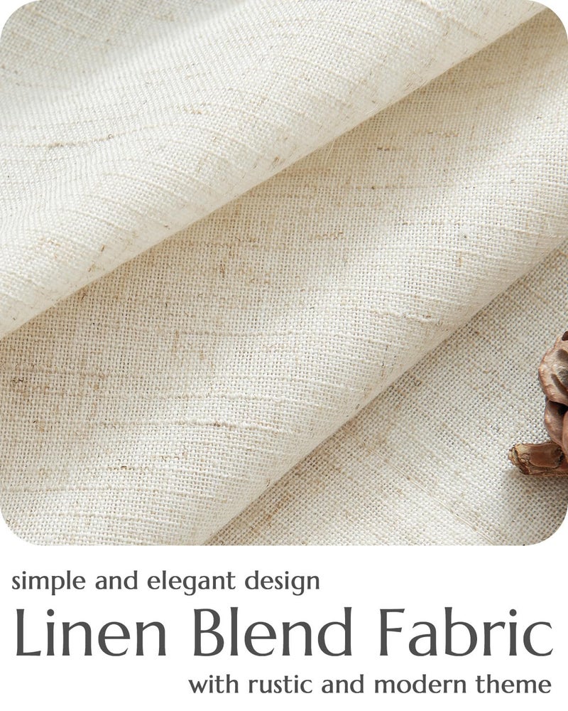 jinchan Natural Linen Kitchen Curtains 24 Inch Rustic Tier Curtains Farmhouse Rod Pocket Cafe Small Window Drapes with Lined Flax Country Light Filtering for Bathroom Laundry Room RV 2 Panels Crude - Image 5