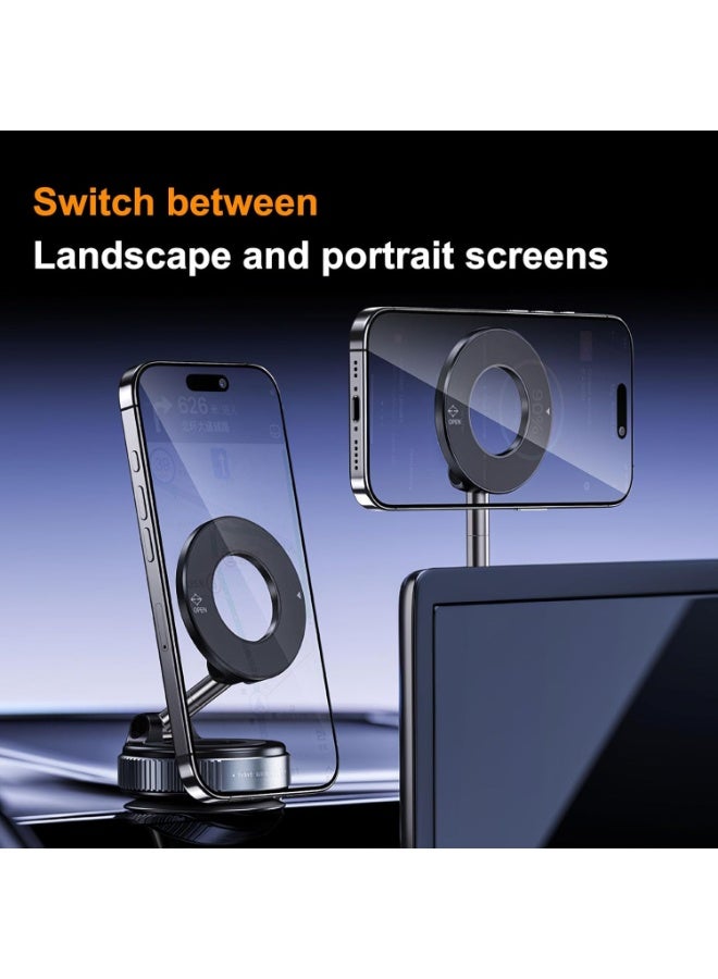 NIBEMINENT Vacuum Magnetic Car Phone Mount, 360° Rotating Magnetic Phone Holder, Car Suction Cup Phone Holder, Cell Phone Mount Stand, Suitable for Car/Mirror/Smooth Surface (Black) - Image 2