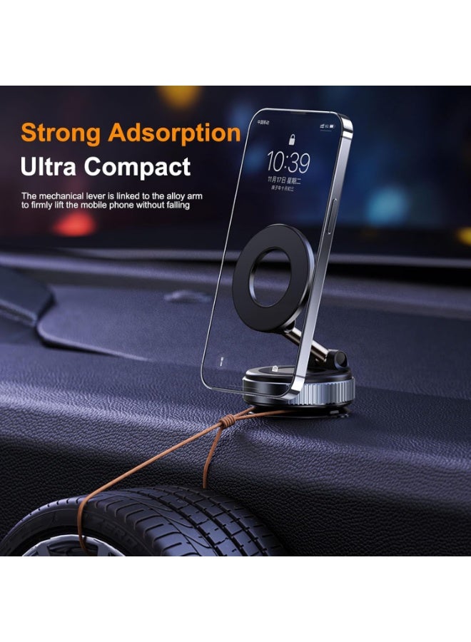 NIBEMINENT Vacuum Magnetic Car Phone Mount, 360° Rotating Magnetic Phone Holder, Car Suction Cup Phone Holder, Cell Phone Mount Stand, Suitable for Car/Mirror/Smooth Surface (Black) - Image 4