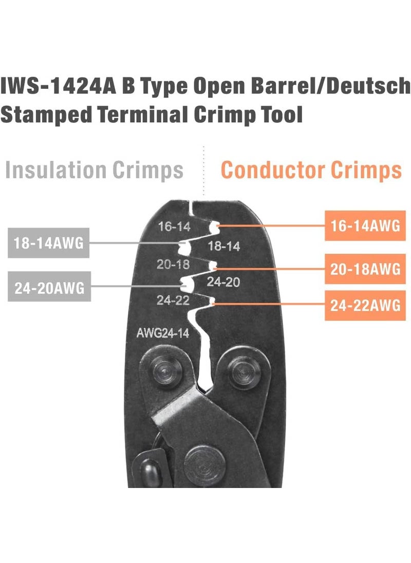 iCrimp Open Barrel Terminal Crimping Tool for Molex Style DELPHI AMP TYCO Deutsch Terminals Crimper, Molex Crimping Tool,24-14 AWG