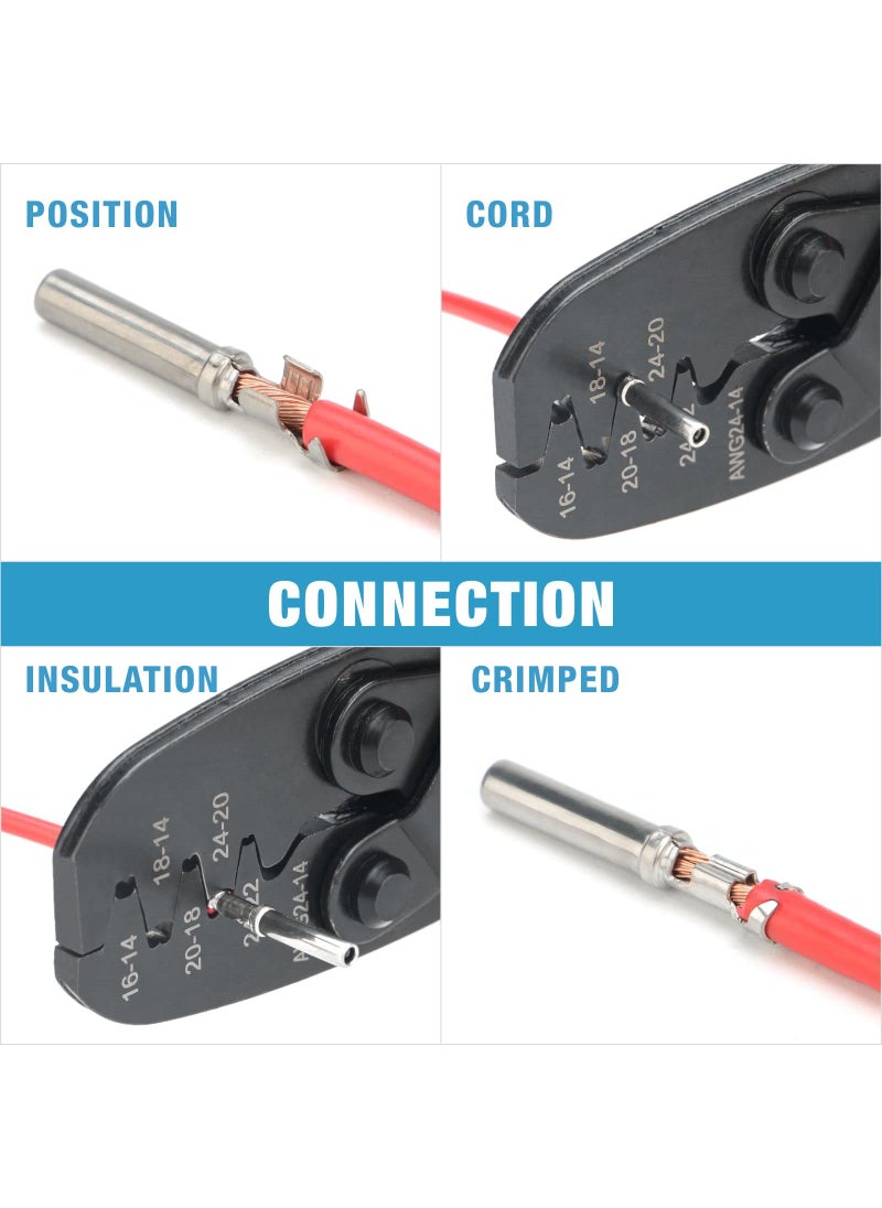 iCrimp Open Barrel Terminal Crimping Tool for Molex Style DELPHI AMP TYCO Deutsch Terminals Crimper, Molex Crimping Tool,24-14 AWG