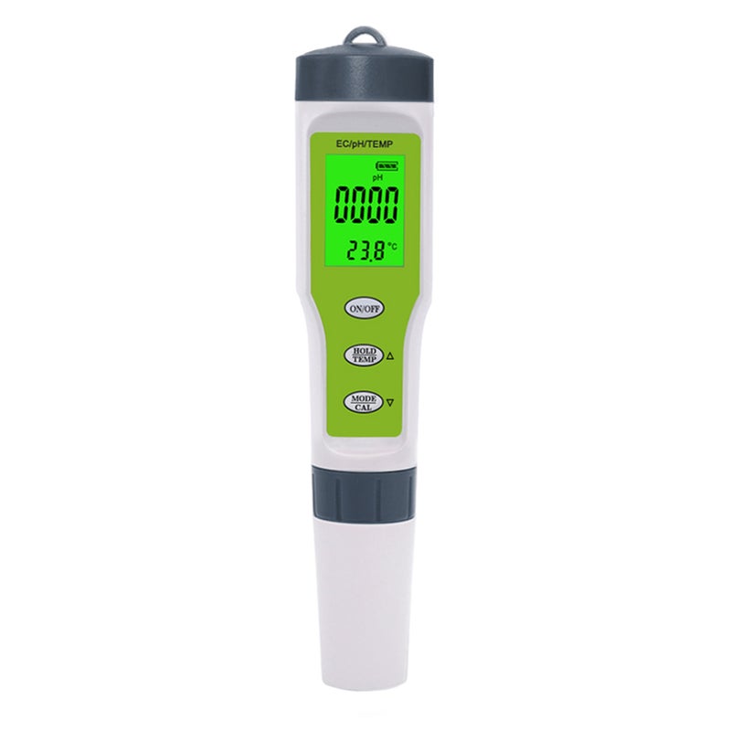 PH Meter 3-in-1 Digital PH Tester Pen with PH EC Temperature Measurement High Accuracy 0-14 PH Range Backlit Display Pocket Size for Household Drinking Pool & Aquarium - Image 1