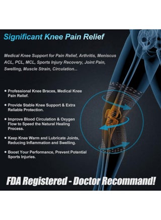 Professional Knee Brace for Pain Relief, Medical Knee Support with Patella Pad & Side Stabilizers, Compression Knee Sleeve for Meniscus Tear, ACL, Joint Pain, Runner, Workout XL - view 3