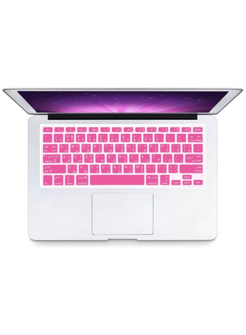 أمم غطاء لوحة مفاتيح عربي / إنجليزي بتصميم أمريكي لجهاز MacBook Air / Pro / Retina 13/15/17 2015 أو إصدار أقدم وواقي iMac أقدم وردي - Image 3