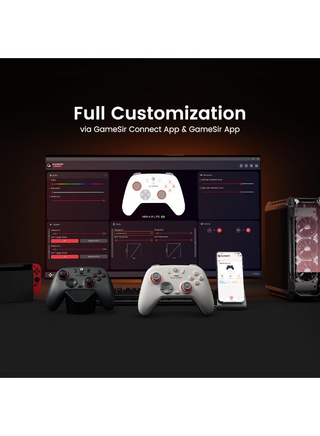 gamesri GameSir Nova 2 Lite Wireless PC Controller with Hall Effect Joysticks & Triggers, 2.4G & Wired 1000Hz Polling Rate, Remappable Buttons - Compatible with PC/Switch/Steam/Android (White) - Image 2