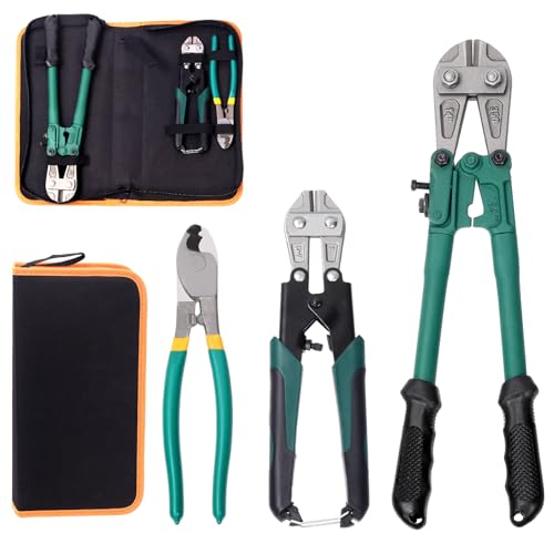 Swpeet 3Pcs Bolt Cutter and Cable Cutters Pliers Set 8 Inch Bolt Cutter 14 Inch Bolt Cutter Heavy Duty Leverage Wire Rope Cutter with Easily Cut Locks for Wires Bolts Rods Rivets and Chain - Image 1