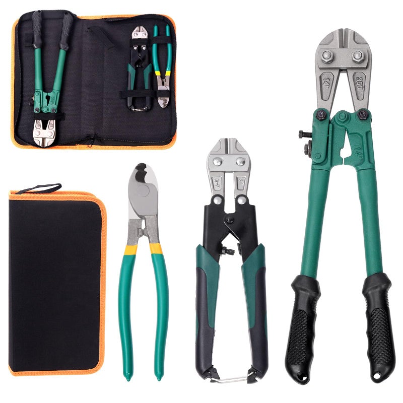 Swpeet 3Pcs Bolt Cutter and Cable Cutters Pliers Set 8 Inch Bolt Cutter 14 Inch Bolt Cutter Heavy Duty Leverage Wire Rope Cutter with Easily Cut Locks for Wires Bolts Rods Rivets and Chain - Image 2