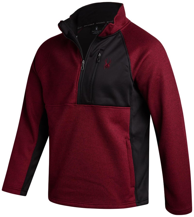 Spyder Mens Quarter Zip Pullover Sweater - Performance Fleece 1/4 Zip Pullover Mens Golf Shirts for Workout Hiking Running, Size Large, Maroon - Image 4