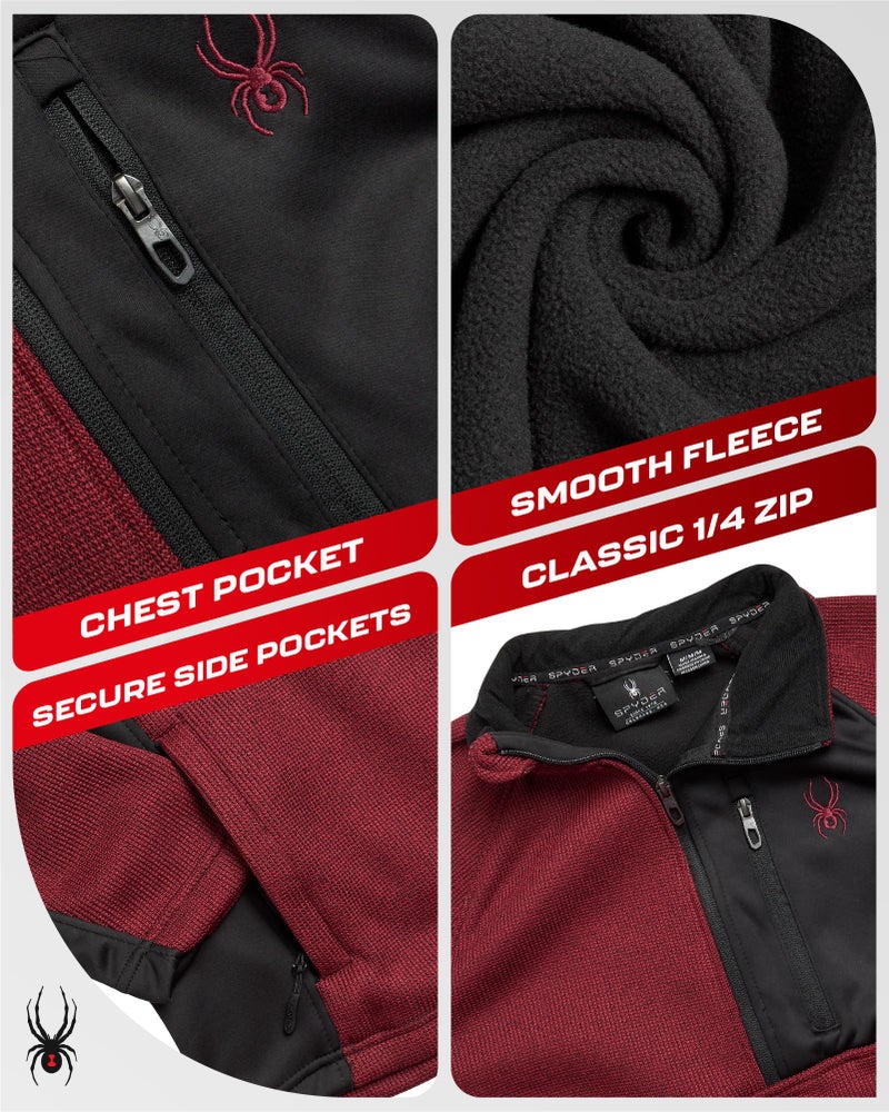 Spyder Mens Quarter Zip Pullover Sweater - Performance Fleece 1/4 Zip Pullover Mens Golf Shirts for Workout Hiking Running, Size Large, Maroon - Image 5