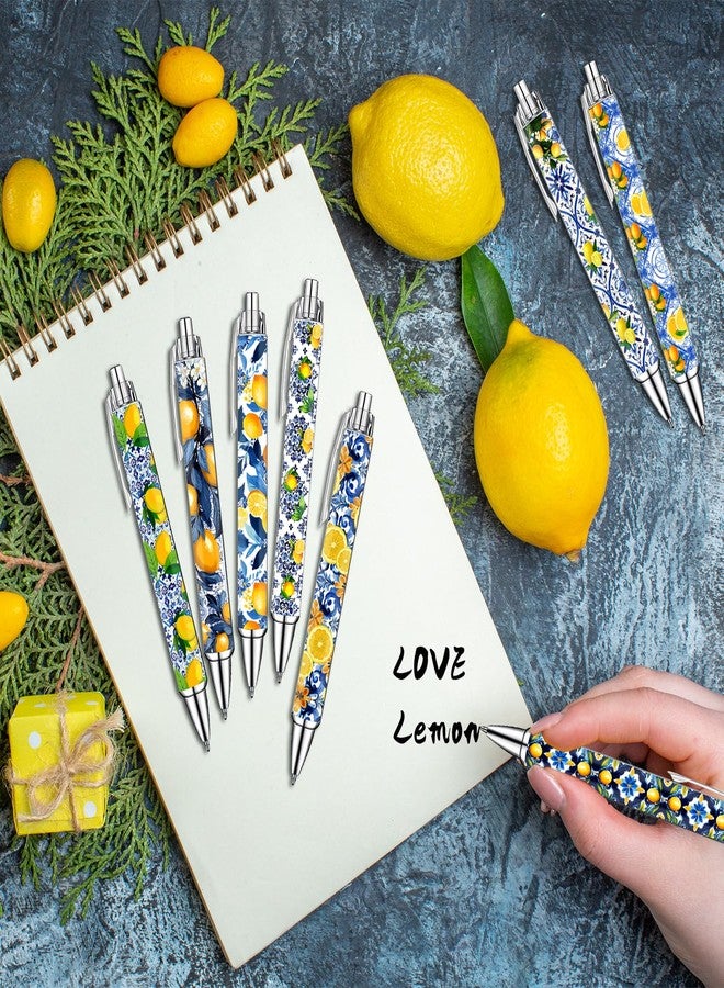 Idealmuzik Capri Lemon Pens Set - Mediterranean-Inspired Ballpoint Pens for Girls, Students, and Stationery Lovers - Smooth Writing Pens for School, Journaling, or Gifts - Bright and Elegant Design, 8 Pack - Image 5