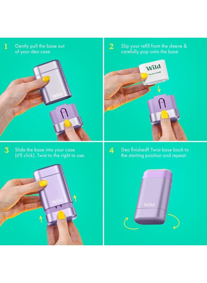 WILD Purple Case with Refill Variety Pack - Refillable Deodorant - Aluminum Free - Includes Fresh Cotton & Sea Salt, Cherry Blossom and Coconut & Vanilla Scents - Vegan - Image 4