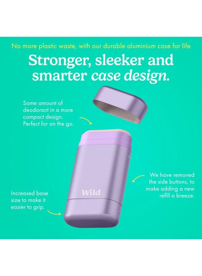 WILD Purple Case with Refill Variety Pack - Refillable Deodorant - Aluminum Free - Includes Fresh Cotton & Sea Salt, Cherry Blossom and Coconut & Vanilla Scents - Vegan - Image 2