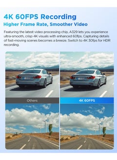 فيوفو كاميرا لوحة القيادة VIOFO A329 بدقة 4K و60 إطارًا في الثانية، أمامية وخلفية، كاميرا مزدوجة 4K+2K للسيارات، تحكم مدمج بتطبيق Wi-Fi 6، مستشعران STARVIS 2، تدعم تخزين SSD يصل إلى 4 تيرابايت وبطاقة microSD بسعة 512 جيجابايت، HDR ثنائي القناة  - Image 4