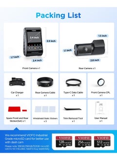 فيوفو كاميرا لوحة القيادة VIOFO A329 بدقة 4K و60 إطارًا في الثانية، أمامية وخلفية، كاميرا مزدوجة 4K+2K للسيارات، تحكم مدمج بتطبيق Wi-Fi 6، مستشعران STARVIS 2، تدعم تخزين SSD يصل إلى 4 تيرابايت وبطاقة microSD بسعة 512 جيجابايت، HDR ثنائي القناة  - Image 5