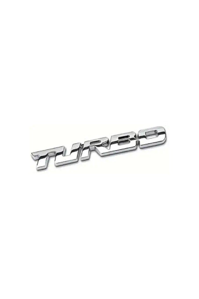 TURBO 3D Metal Car Sticker Badge - Adhesive Auto Decal Tailgate Side Body Fender Trunk Emblem Silver - Automotive Replacement Decoration Letter Nameplate - for All Cars, Truck, SUV