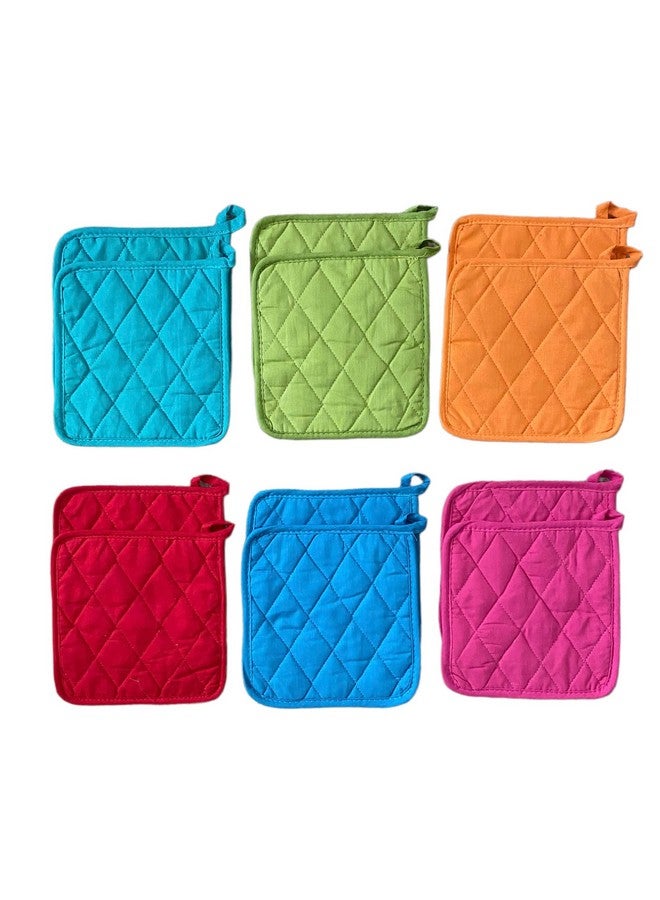 Classic Home Classic Home 12 Pack (Dozen) Pot Holders, Cotton, Heat Resistant, Kitchen Essential, Potholder Set, Trivet for Cooking and Baking with Hanging Loops  - Image 2
