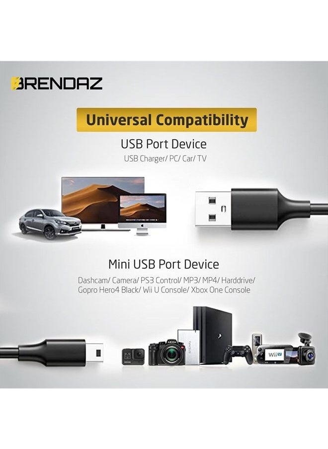BRENDAZ - Mini USB to Mini B Data Cable – Extra Long 15ft. Mini B Cable with Ultimate Data Sync & Charging Quality Compatible with PS3, Dash Cam, Digital Cameras, PDA, Scanners, etc. (15-Feet) - Image 1