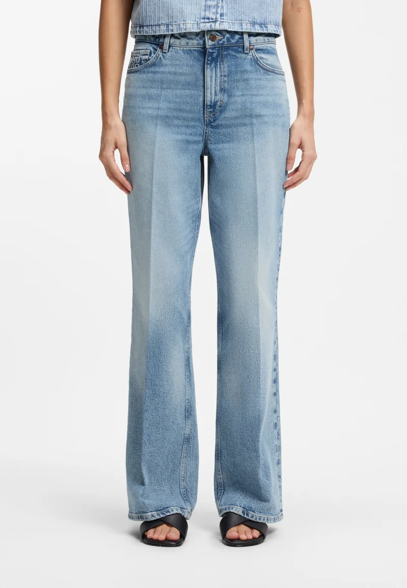 هوجو Wide-leg jeans in blue stretch denim