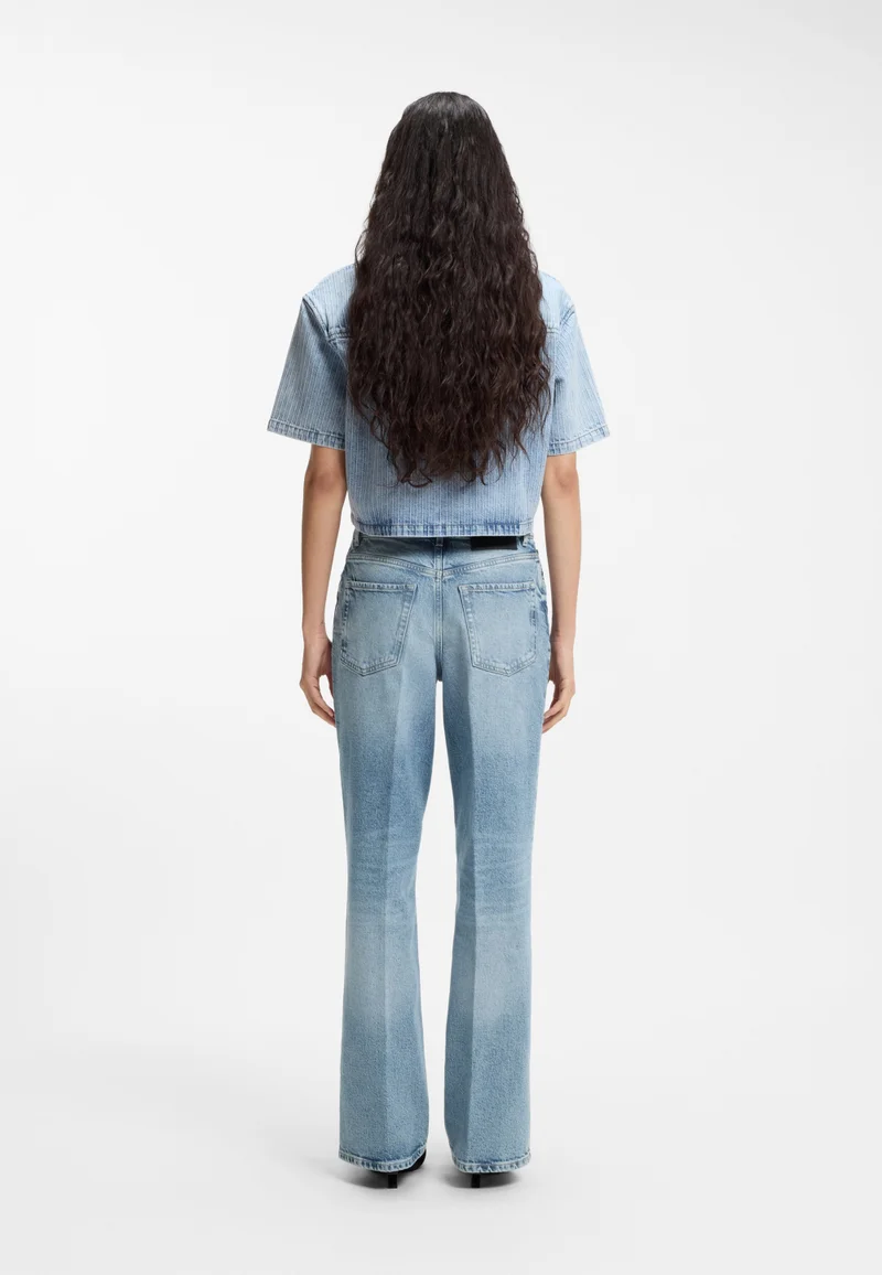 HUGO Wide-leg jeans in blue stretch denim